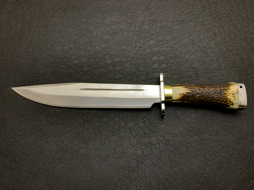 Custom Handmade Ancient Bowie Knife With Stag Horn Handle