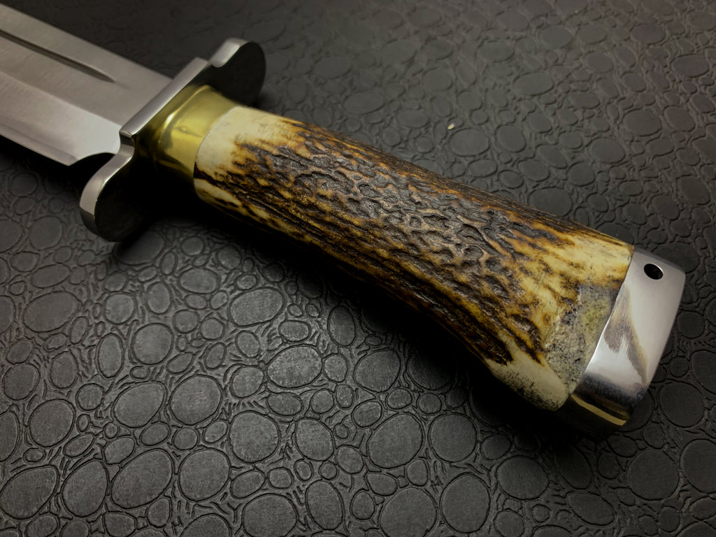 Custom Handmade Ancient Bowie Knife With Stag Horn Handle
