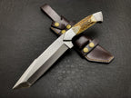 Handmade d2steel Hunting Knife with Antler Handle