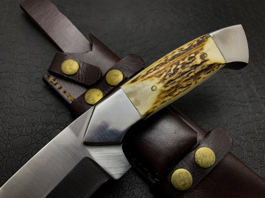Handmade d2steel Hunting Knife with Antler Handle