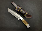 Handmade d2steel Hunting Knife with Antler Handle
