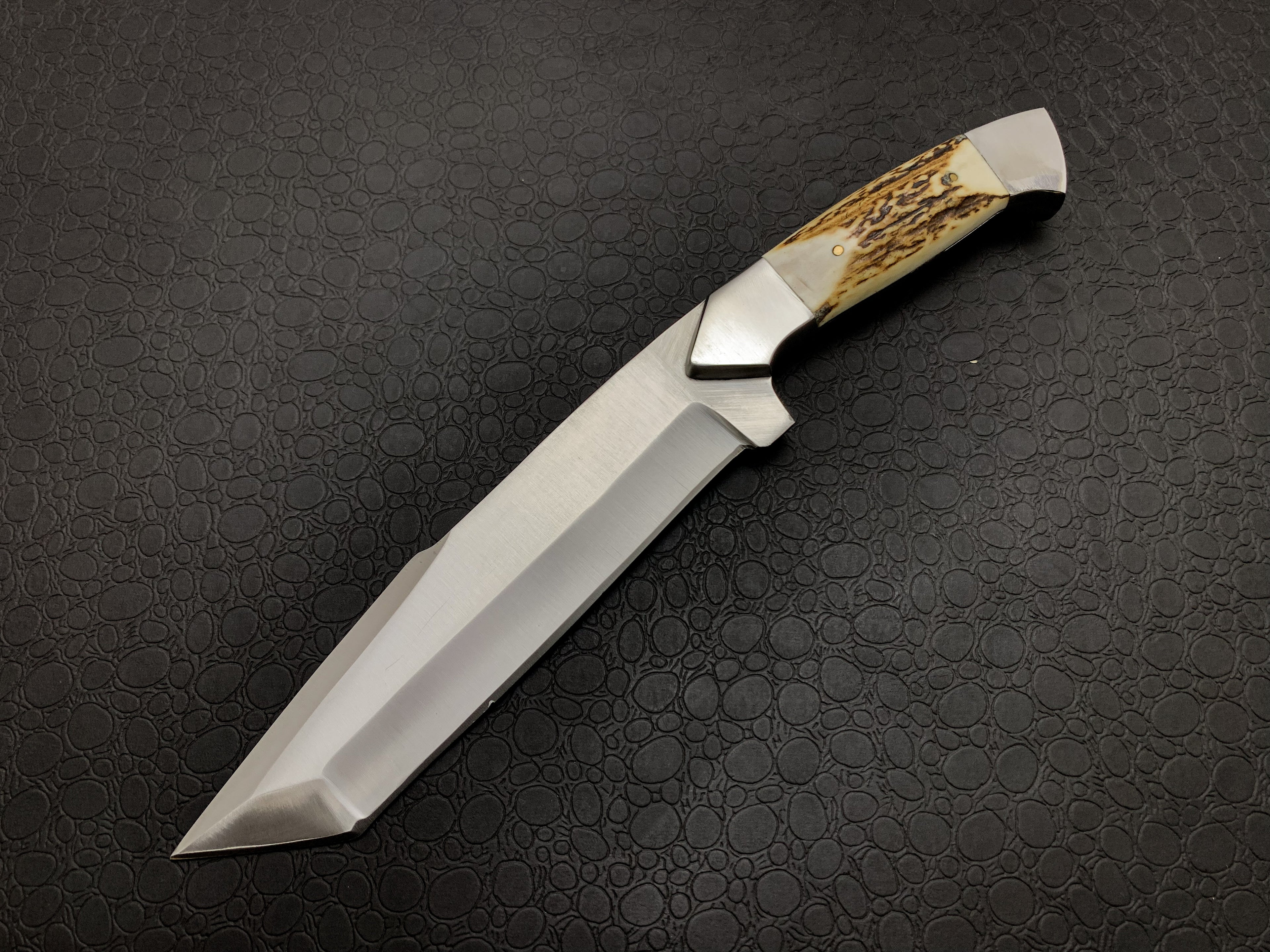Handmade d2steel Hunting Knife with Antler Handle