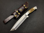 Handmade d2steel Hunting Knife with Antler Handle