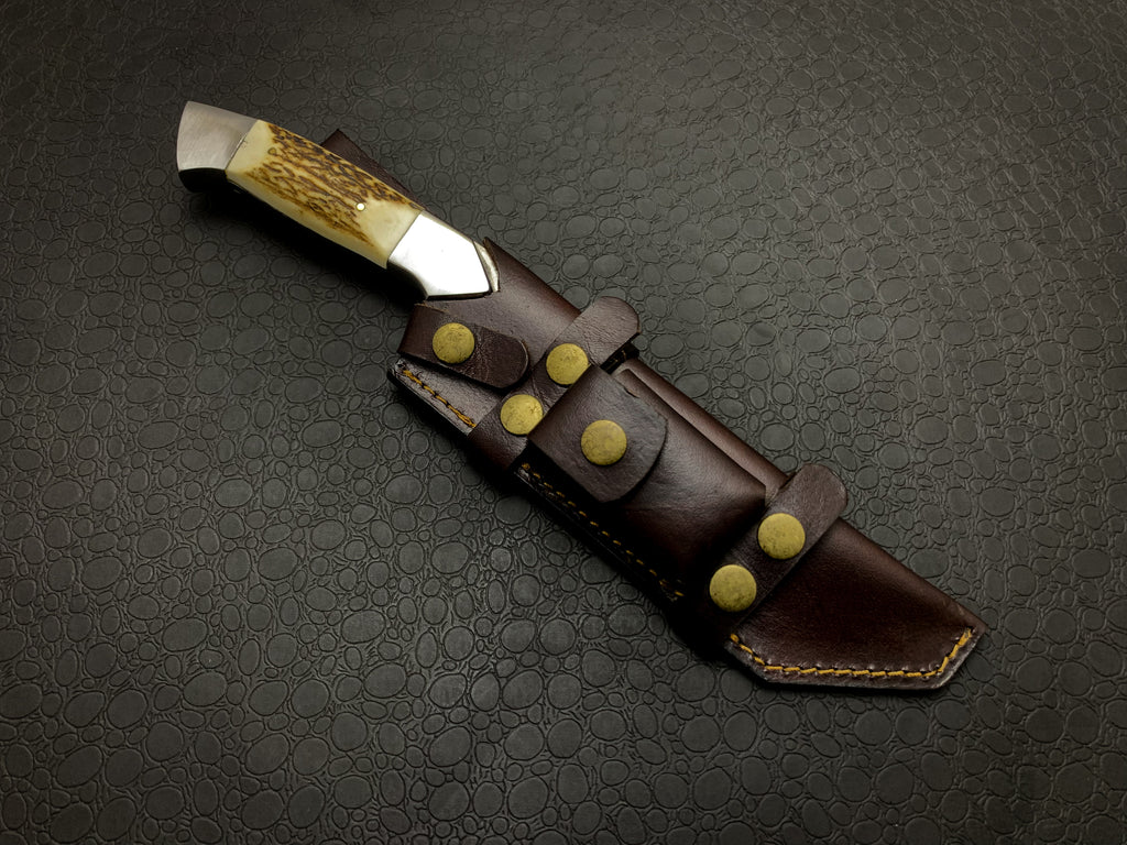 Handmade d2steel Hunting Knife with Antler Handle
