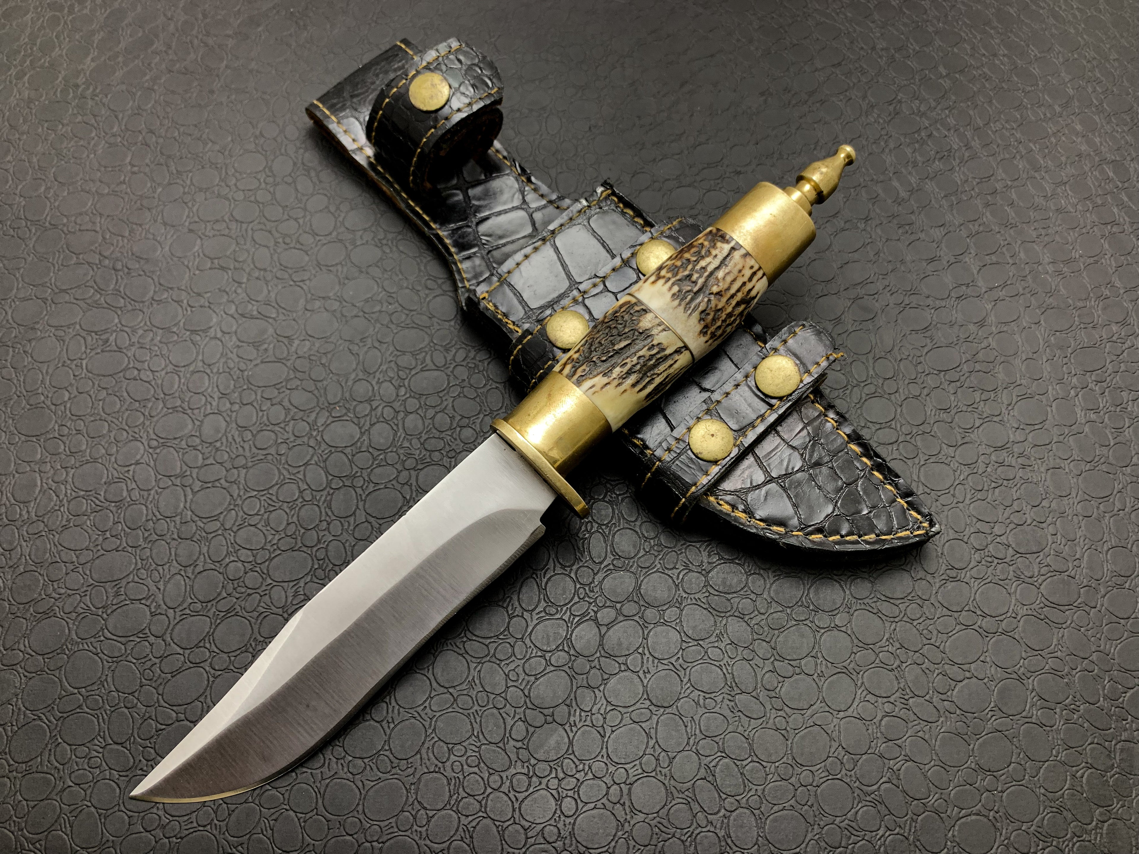 Handmade Ancient Bowie Knife with Leather Sheath
