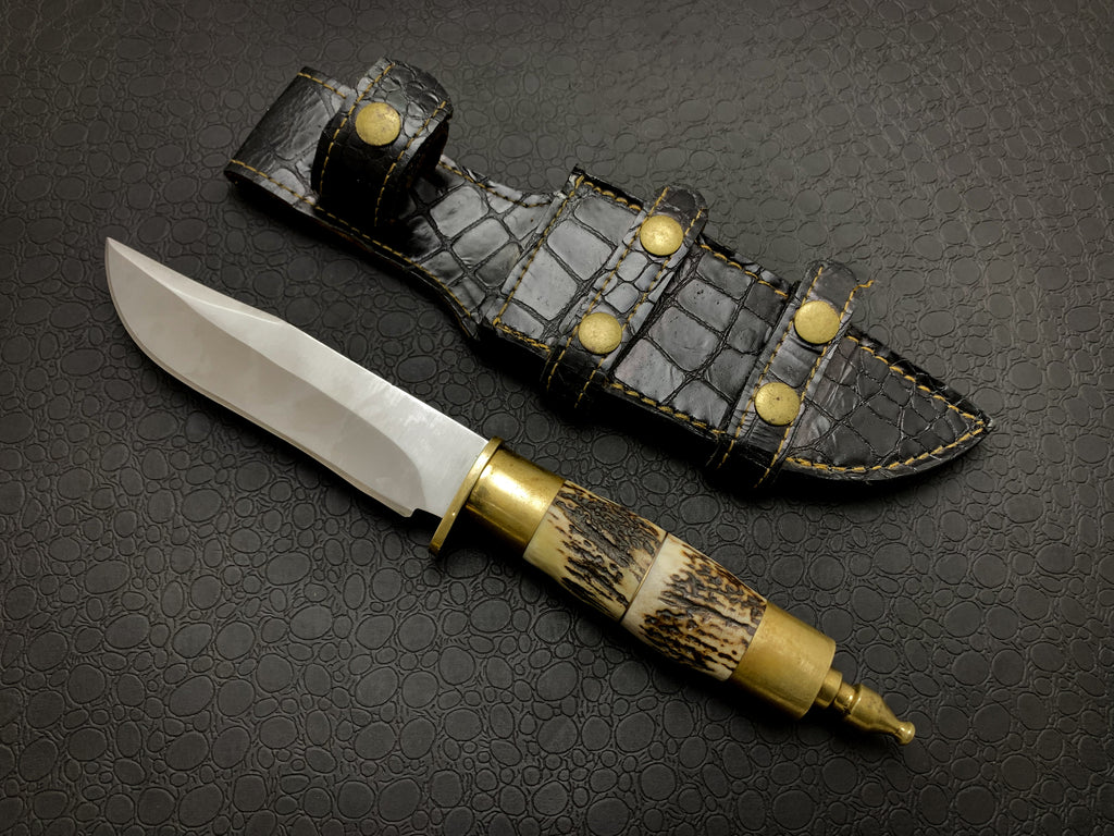 Handmade Ancient Bowie Knife with Leather Sheath