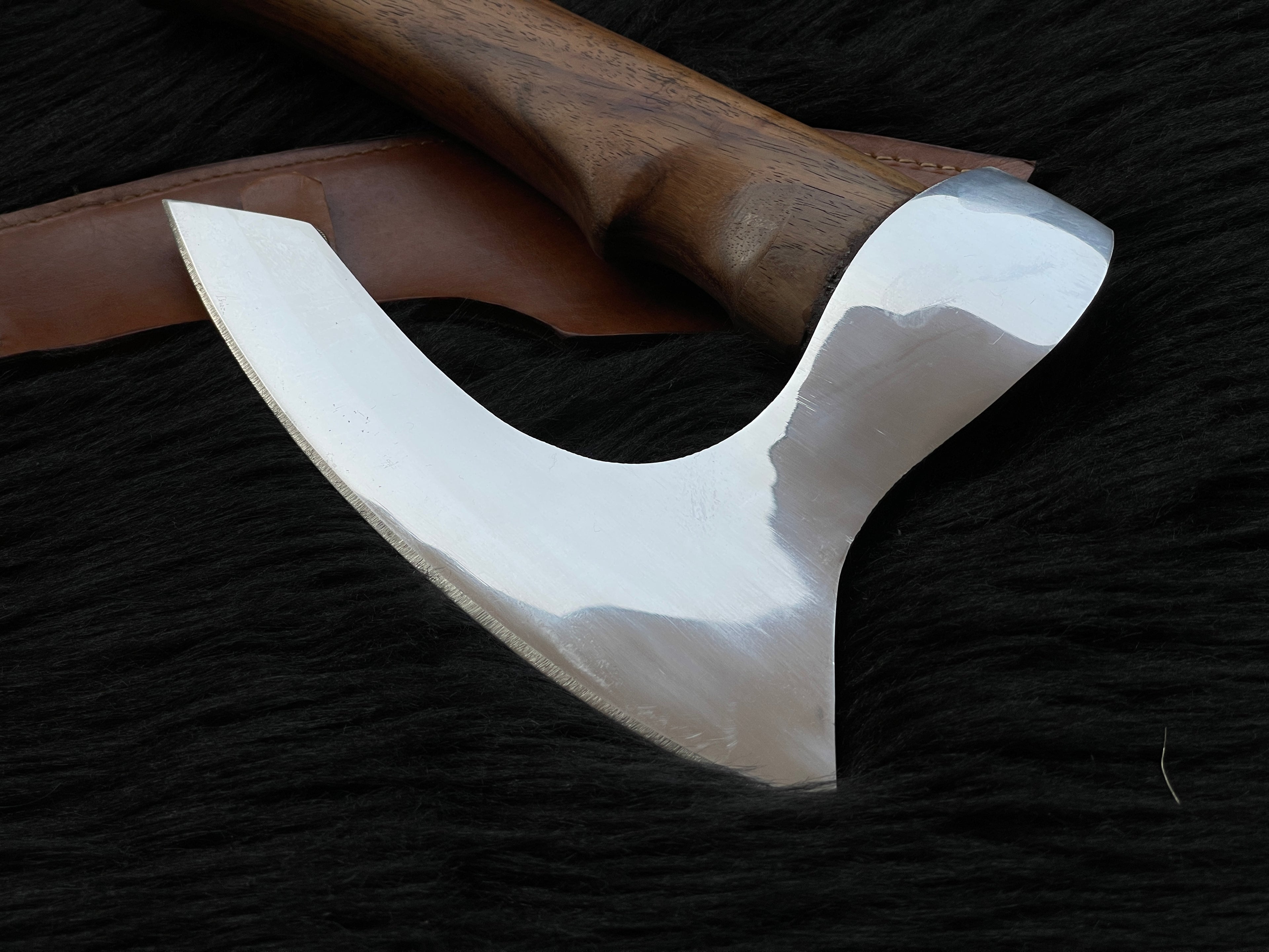 Handmade Custom Chef Axe and Pizza Cutter with Leather Sheath