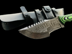 Handmade Damascus Green Tracker with Leather Sheath | Camping Tracker | Gift For him | Hunting Gear | Tom Brown knife | Full Tang | Antique Knife