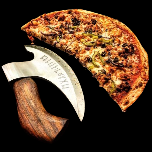 Handmade Exclusive Pizza Cutter with Leather Sheath