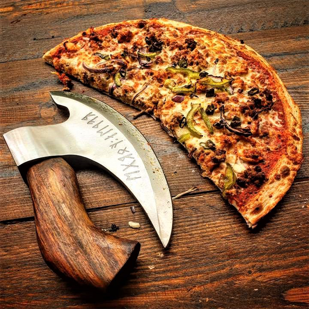 Handmade Exclusive Pizza Cutter with Leather Sheath