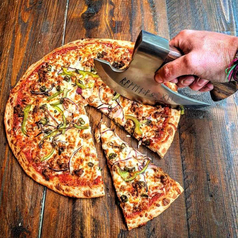 Handmade Exclusive Pizza Cutter with Leather Sheath
