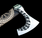 Handmade Viking Othala Carved Axe with Runic head