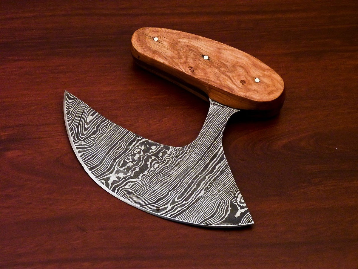 Handmade Damascus Steel Chef Kitchen Ulu Knife