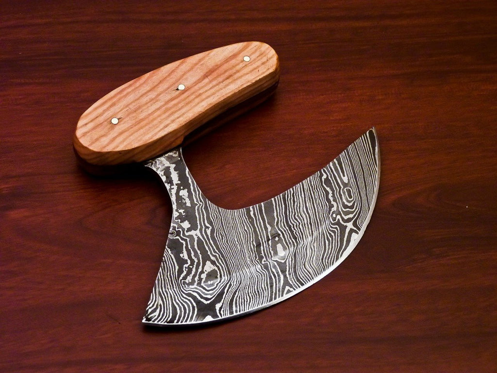 Handmade Damascus Steel Chef Kitchen Ulu Knife