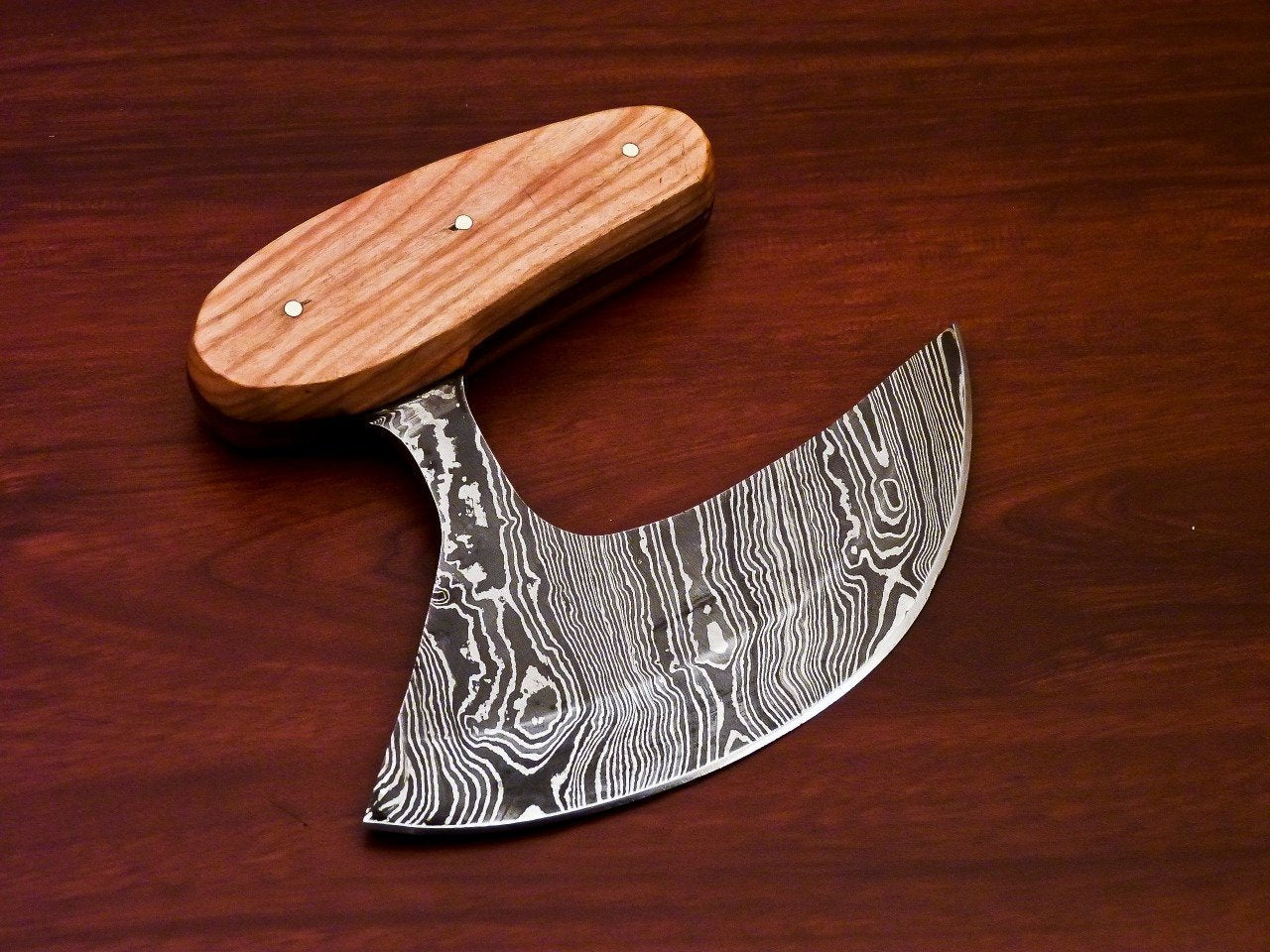 Handmade Damascus Steel Chef Kitchen Ulu Knife