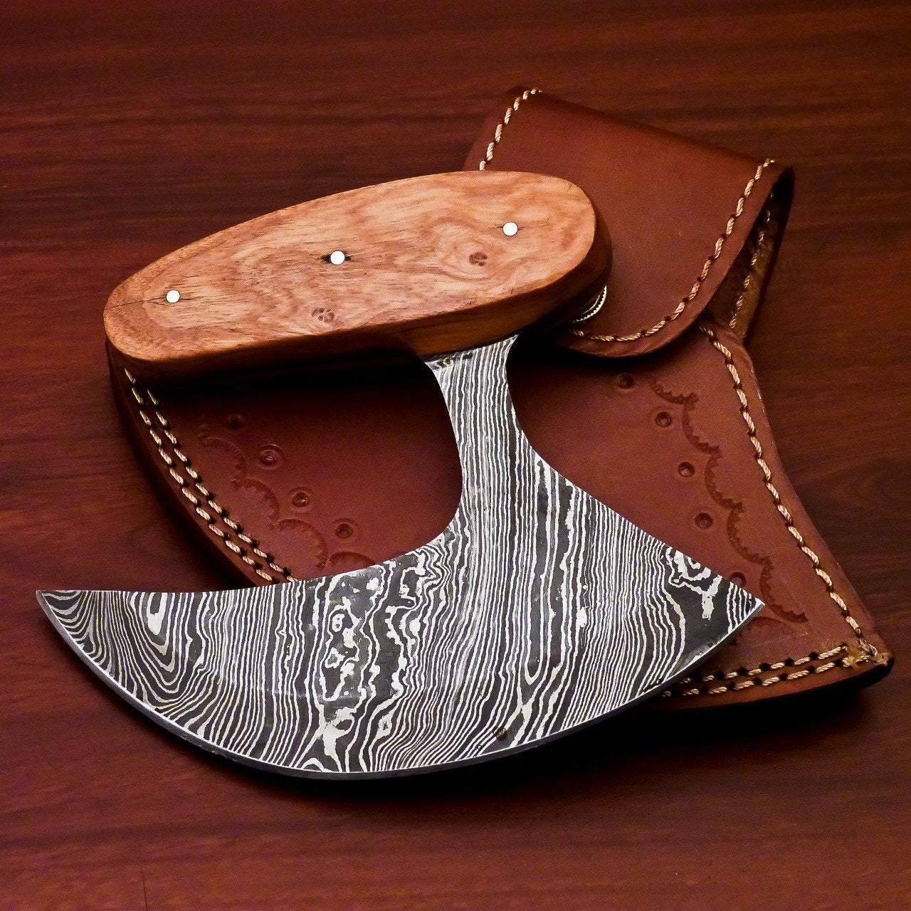 Handmade Damascus Steel Chef Kitchen Ulu Knife
