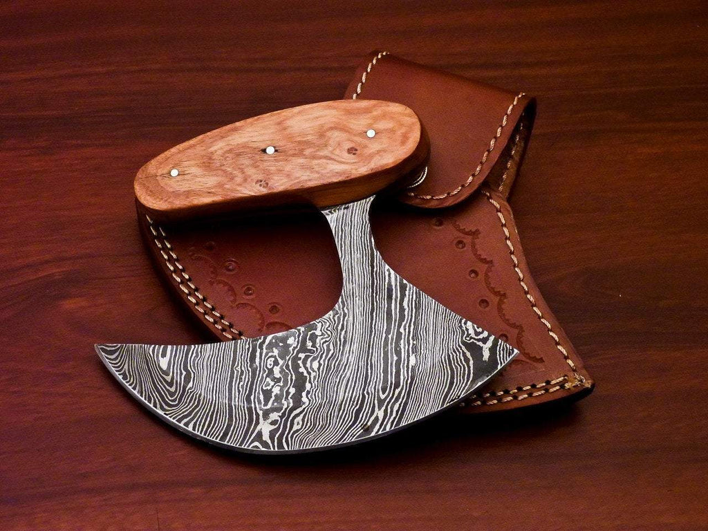 Handmade Damascus Steel Chef Kitchen Ulu Knife
