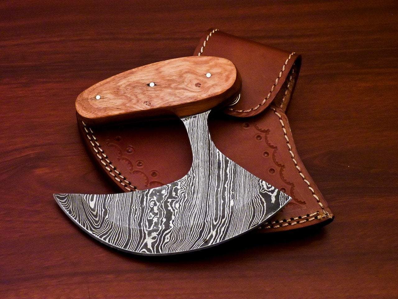 Handmade Damascus Steel Chef Kitchen Ulu Knife