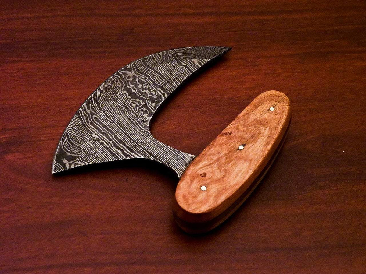 Handmade Damascus Steel Chef Kitchen Ulu Knife