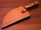 Custom Handmade Damascus Steel Chef Cleaver with Leather Sheath