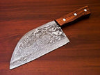 Custom Handmade Damascus Steel Chef Cleaver with Leather Sheath