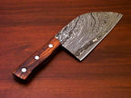 Custom Handmade Damascus Steel Chef Cleaver with Leather Sheath