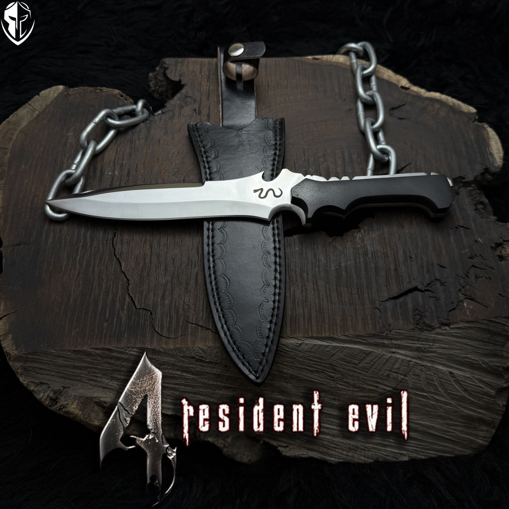 Resident evil 4 Remake Jack Krauser Knife Replica(New Shape): D2 Steel Full Tang with Leather Sheath