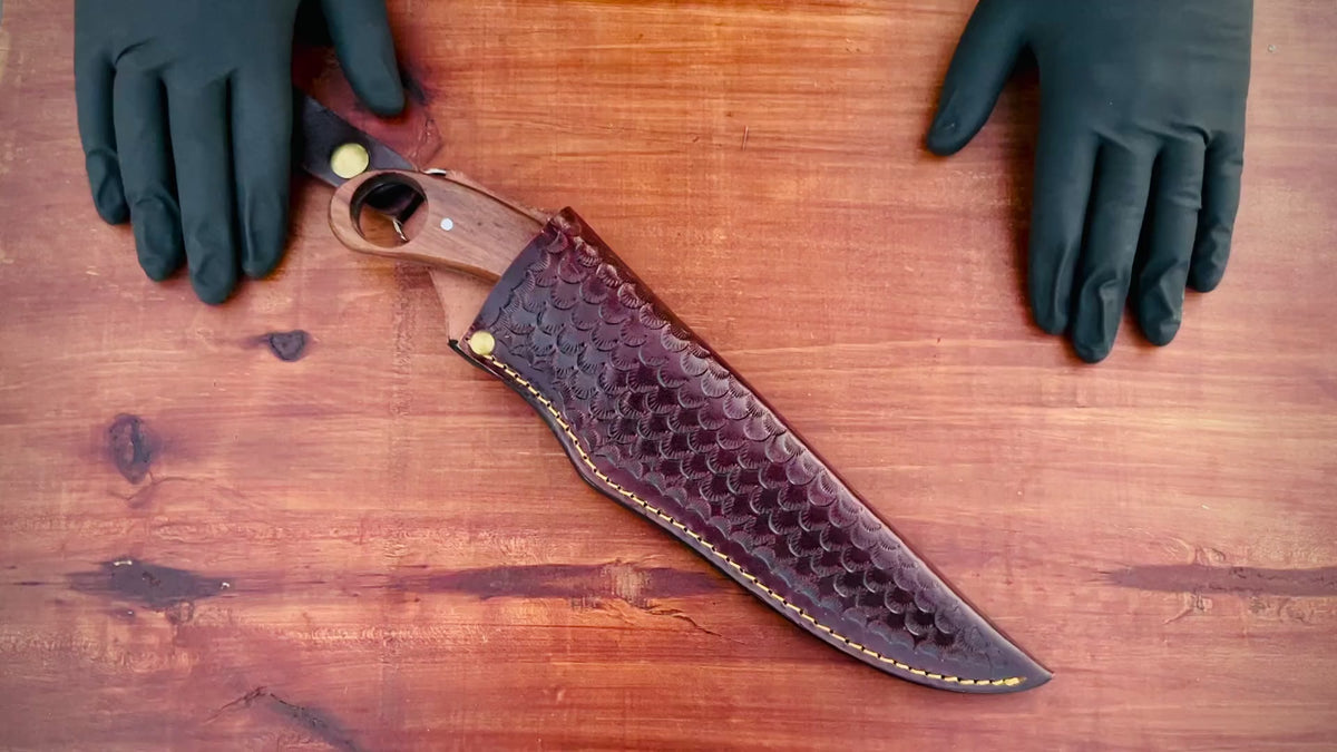 Custom Handmade Chef Fillet Knife with Leather Sheath