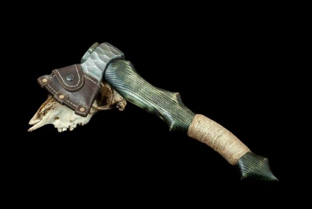 Handmade Premium Green Axe with Leather Sheath