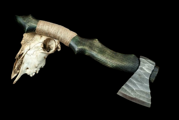 Handmade Premium Green Axe with Leather Sheath